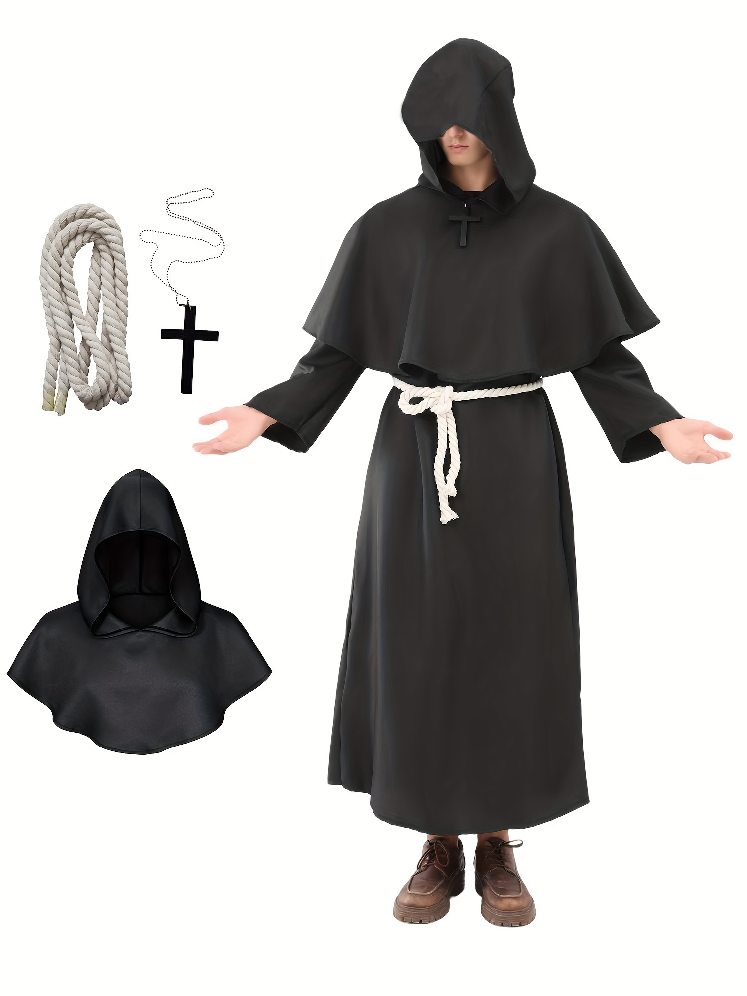 Medieval Monk Robe Priest Robe Halloween Costume Cloak5